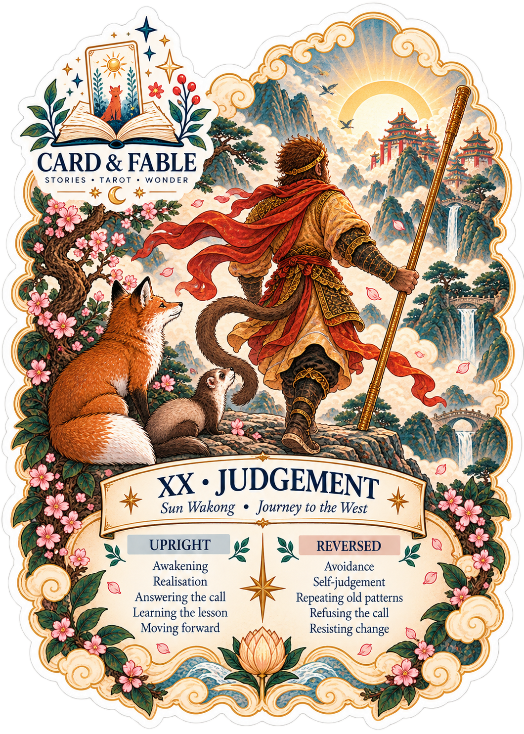 Sun Wukong Judgement illustrated tarot story and sticker card